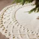 NIBESSER White Knit Tree Skirt 48" - Ivory Knitted Christmas Tree Skirt Mat for Home Party Holiday Ornaments Christmas Decorations