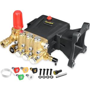 TOOLCY Pressure Washer Pump Max 4200 PSI 4.2 GPM, 1" Shaft Horizontal Gas Power Washer Pump Replacement, Direct Drive Triplex Plunger Pump, Compatible with Honda Simpson, DeWalt and More, 5 Nozzles