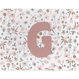 Rusenbao Custom Floral Mouse Pad, Cute Small Pink Flower Personalized Mouse Pad for Women, Customizable Initial Non-Slip Rubber Base MousePads for Desk Wireless Mouse, Laptop, 9.5x7.9 Inch(Letter G)