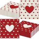 100Pcs Valentine's Day Paper Napkins Love Heart Party Decorations Sweet Heart Cocktail Beverage Napkin Towel Tableware for Spring Wedding Holiday Dinner Tea Party Supplies 13 x 13 Inches