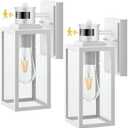 VIANIS 2 Pack Motion Sensor Porch Light, Outdoor Garage Lighting Fixtures Wall Mount, White Outside LED Lights for House, Dusk to Dawn Exterior Sconces Wall Lighting Lantern Lamps for Front Door Coach