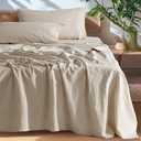 SONORO KATE 100% French Pure Linen Sheets, Breathable and Durable Linen King Size Sheets, Anti-Tear Linen Bed Sheets, Machine Washable, 16 Inch Deep Pocket - Pack of 4 (Natural Linen, King)