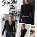 Neer Women's Cropped Cardigan Cotton Ribbed Knit Long Sleeve Top Crew Neck Cardigan Open Front Button Down Shirt(Black,Large)