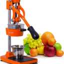 Manual Cast Iron Citrus Juicer,Commercial Hand Press,Heavy Duty Countertop Squeezer for Fresh Orange Lemon Juice,Stable When Pressed,Easy to Use & Clean (Orange)