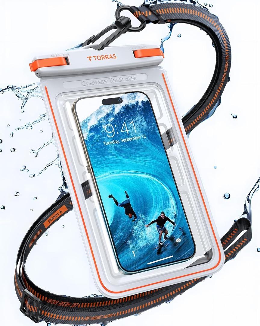 TORRAS IPX8 Waterproof Phone Pouch Floating, Underwater Screen Touchable, Water Proof Case with Lanyard for iPhone 17 Pro Max 16 S26, Cellphone Dry Bag Cruise Essentials 7.0 inch, White