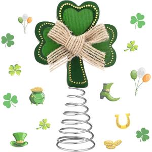 Zomiboo St Patrick's Day Miniature Tree Topper with Lucky Shamrock Decoration St Patrick's Day Ornaments Irish Theme Tree Decoration for Holiday Party Supplies Gift