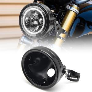 SKTYANTS Motorcycle Universal 7" Headlight Housing Shell Lamp Bracket Bottom Mount Bucket Fits Compatible with Honda CB400 Hornet Suzuki Kawasaki Yamaha Cafe Racer