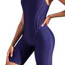 beautyin Women's Boyleg One Piece Swimsuit Racerback Athletic Bathing Suit (Purple, L)