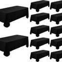 Fivenl 12 Pack Black Tablecloth 60 x 102 Inch, Bulk 6 Foot Rectangle Table Clothes, Washable Polyester Fabric Table Covers for Wedding, Party, Reception, Banquet