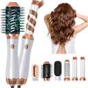 6 in 1 Hair Dryer Brush, Upgrade Detachable Blow Dryer Brush Air Styler Wrap Air Curler, Curly Twist Hot Curling Iron, Negative Ion Blow Dryer Hot Styler, Travel Hair Styling Tool (Gold)