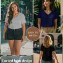 Evervibe 3 Pack Women's Plus Size T-Shirts, V Neck Short Sleeve Shirts Loose Fit Curved Hem Tees Casual Swing Tops (Black), XXL