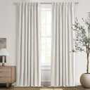 Beige Linen Blackout Curtains 96 Inches Long, Pinch Pleated Elegant Thermal 8ft for Living Room Sliding Glass Door Burg Floor to Ceiling Track Window Drapes Heathered 2 Panels (Birch)