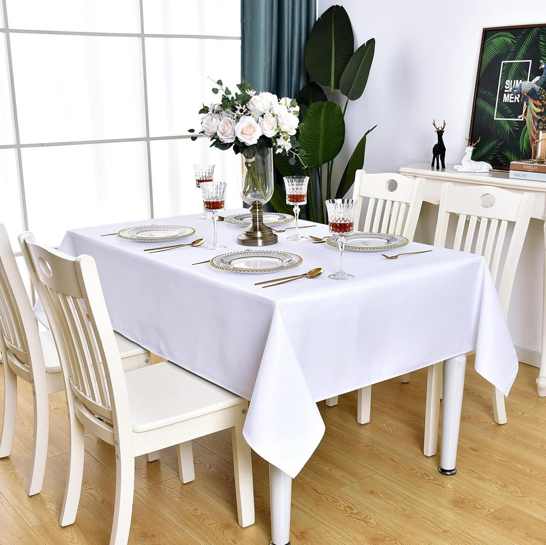 White Square Tablecloth Waterproof Stain Resistant Wrinkle Free Table Cloth 210GSM Polyester Wipeable Table Cover for Party, Banquet, Indoor and Outdoor - Rectangle/Rectangular, 60 x 60 inch