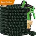 150 ft Expandable Garden Hose - Durable 3750D Fabric, 4-Layer Latex Core, Solid Brass Connectors Expanding Water Hose - 10 Spray Nozzles & Convenient Storage Bag Included