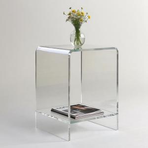 Clear Acrylic End Table/Nightstand,22" H Sleek and Durable Bedside Storage. Ideal for Bedrooms, Living Rooms, and Modern Interiors. (2 Tier- Top)