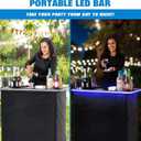 GoBar Portable Bar Table for Events - Black, 3 Skirts, or LED - Pop Up Mobile Bartending Station with Travel Carrying Case, 39 x 36 x 15 inches