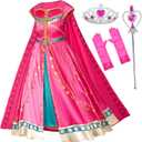 Arabian Princess Costume Dress for Little Girls Birthday Christmas,Halloween Party with Gloves,Crown,Wand Accessories, Size 110