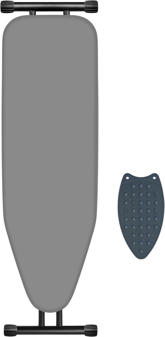 Ironing Board, Compact and Space Saver,Size 13 x 43, Metal Construction Ironing Boards with Extra Thick Heavy Duty Padded, Stable Structure,Skid Feet, Premium Iron Board (Grey) (Gray)