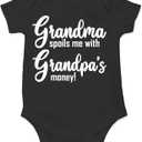 CBTwear Grandma Spoils Me With Grandpa's Money Baby Bodysuit Cute Newborn Clothes Unisex Humor Romper (Black)