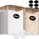 115oz 2PCS Large Glass Food Storage Containers of Wide Mouth Storage Containers with Tight Lids Square Glass Jars for Flour and Sugar, Cereal, Rice, Pasta, Oats, Wheatmeal, Coffee, Niblet