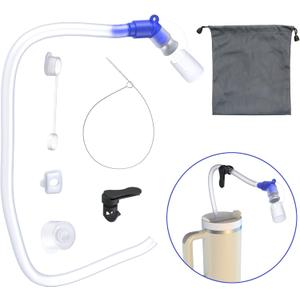 Tube Adapter System - Hands-Free Drinking System for Stanley 30oz, 40oz Tumblers | Leak-Proof Silicone Hose Kit with Magnetic Clip & Cleaning Brush | BPA-Free Travel, Hiking, Wheelchair Accessible