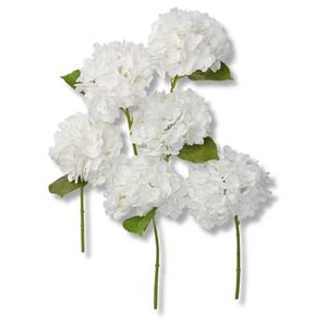 Mooncci 12.6'' White Hydrangea Artificial Flowers, 6Pcs Real Touch Latex Fake Hydrangeas with Short Stems & Leaves for Home Decoration, Party Floral Arrangements, Wedding Bouquet, Table Centerpieces
