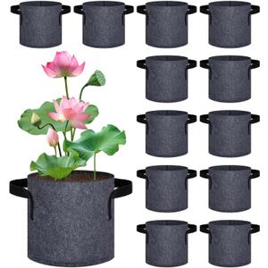 DECOHS 12 Pack Aquatic Plant Pots for Pond, Reusable Fabric Aquatic Plant Pots, Breathable Pond Plant Basket Grow Bags with Handles for Aquatic Plants, Bog Plant, Water Lily, Lotus, Flower (1 Gallon)