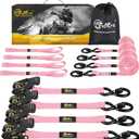 4Pcs Ratchet Tie Down Straps Kit for 2400lb Break Strength | 1 x 16FT Tie Down Straps with Soft Loop Tie-Downs & Safety S Hook - Cargo Strap Tie Down for Trucks, Motorcycle, Moving, Appliances - Pink