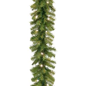 National Tree Company 9 ft Pre-Lit Norwood Fir Artificial Christmas Garland, Christmas Decoration with 50 Warm White LED Lights, 240 Tips, Timer, Green, 9-feet by 10-inch