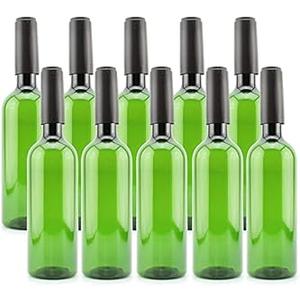 Cornucopia Plastic Wine Bottles (10-Pack, Green); Empty Bordeaux-Style Wine Bottles with Screw Caps and Seals Cornucopia Plastic Wine Bottles (10-Pack, Green); Empty Bordeaux-Style Wine Bottles with Screw Caps and Seals