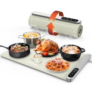 FEPPO Food Warming Mat, Upgrade High-tech Graphene Heating Film, Fast Full Surface Electric Warming Tray with 6 Level Adjustable Temperature and 6 Hours Timer, Roll Up Food Warmers for Parties Buffet