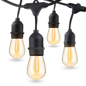 LED Outdoor String Lights for Patio, 15 Shatterproof S14 Vintage Edison Bulbs (1 Spare), Waterproof Hanging Lights for Backyard, Porch, Garden, Bistro, Balcony Lights, Christmas Decor