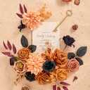 Serwalin Artificial Orange & Black Flowers, Silk Fake Flowers for DIY Wedding Bouquets Cake Flower, Harvest Table Centerpieces Birthday Party Home Halloween Decorations (Grand)