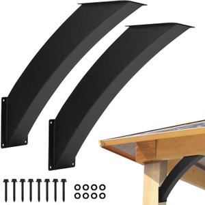 BETOLLO Heavy Duty 4''x4'' (Actual: 3.2"x3.2") Arc 45-Degree Angle Brackets - 2-Pack Steel Pergola Post-to-Beam Support Connector Hardware for Outdoor Gazebo, Deck, Porch, Fence Gate