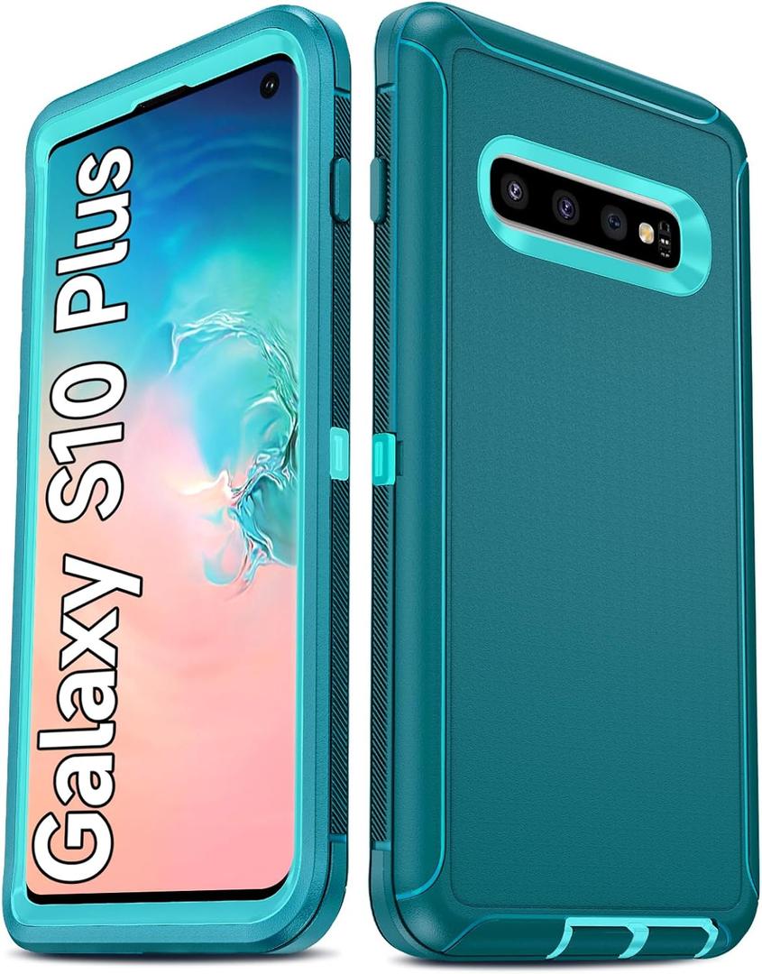 LeYi Compatible for Samsung Galaxy S10+/ Plus Case: Heavy Duty 3 in 1 Galaxy S10 Plus Cover, Military Grade Samsung S10 Plus funda, Shockproof Phone Cover for Samsung Galaxy S 10 Plus (Teal Blue)