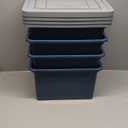 IRIS USA File Box Plastic File Organizer for Letter/Legal File, Document Box, Durable Storage Bin Tote with Secure Latching Lid, Stackable, BPA-Free, Eco Friendly, Sustainable, Navy/Gray 35 Qt. 4 Pack