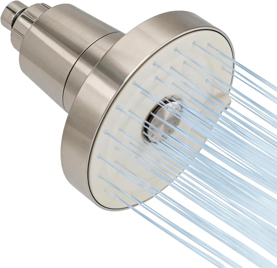 SANYCASA Filtered Shower Head for Hard Water, Removes Chlorine & Heavy Metals, KDF-55 Filter for Healthier Hair & Skin, Protects Colored Hair, High Pressure, Dermatologist Recommended(BNP) (Brushed Nickel)