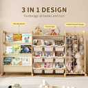 3-in-1 Toy Storage Organizer with 9 Bins & Bookshelf, 57.4"W,3 Shelves,9 Bins