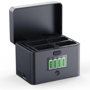 K&F CONCEPT 4-Slot Battery Charger for NP-FZ100 & LP-E6NH Batteries, 40W USB-C Fast Charger Compatible with Sony A7iii, A7iv, FX30, FX3, A6700, A6600, EOS R5 R6 R7 5D 6D 7D Mark II Cameras