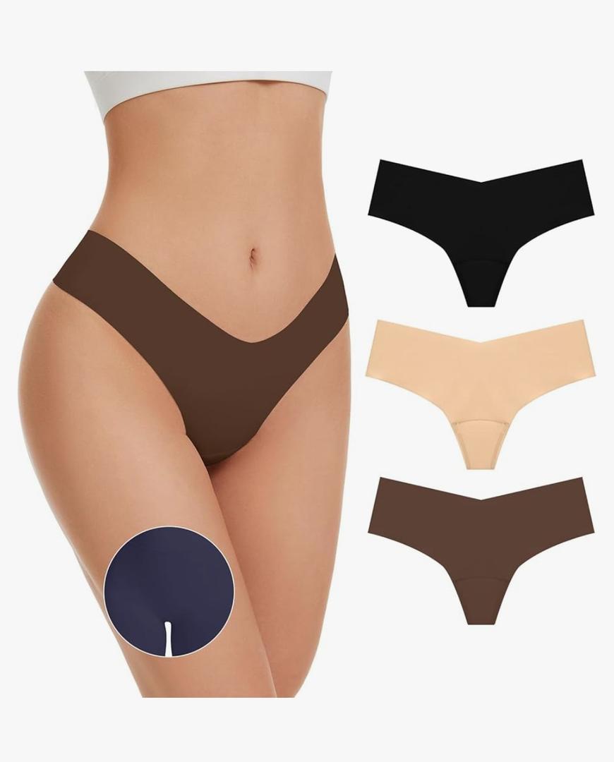 OVRUNS Camel Toe Underwear for Women Low Waist Camel Toe Thong Seamless Workout Cameltoe Proof Concealer Panties 3 Pack, Size M