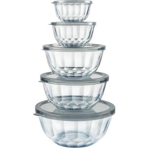 Mixing Bowls with Airtight Lids Sets, 5 Packs Thick Glass Nesting Bowls for Kitchen Baking, Meal Prepping, Bpa Free, Dishwasher Safe, 0.5/0.8/1.6/2.7/4.4 Qt