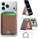 ESR for MagSafe Wallet Stand, RFID Blocking with MagSafe Ring, 5 Card Holder for Phone Case, Slim Leather Magnetic Wallet for iPhone 17/16/15/14/13/12 Series(Not for Mini), Selected Samsung, Brown