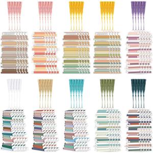 50 Pcs Book Tracker Bookmarks 6. 3 x 2. 2 Inch Bookshelf Design Page Markers Bookmarks with Tassel Book Lovers Gift Double Sided Cute Tracker for Back to School Supplies Gift Reading Salon Favors