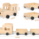 Taladad Storage & Play Car for Toniebox and Tonie Figures Storage Shelf (Wooden Trailer), Magnetic Shelves Compatible with Tonie Box Player Character for Children Room (Natural, Car)