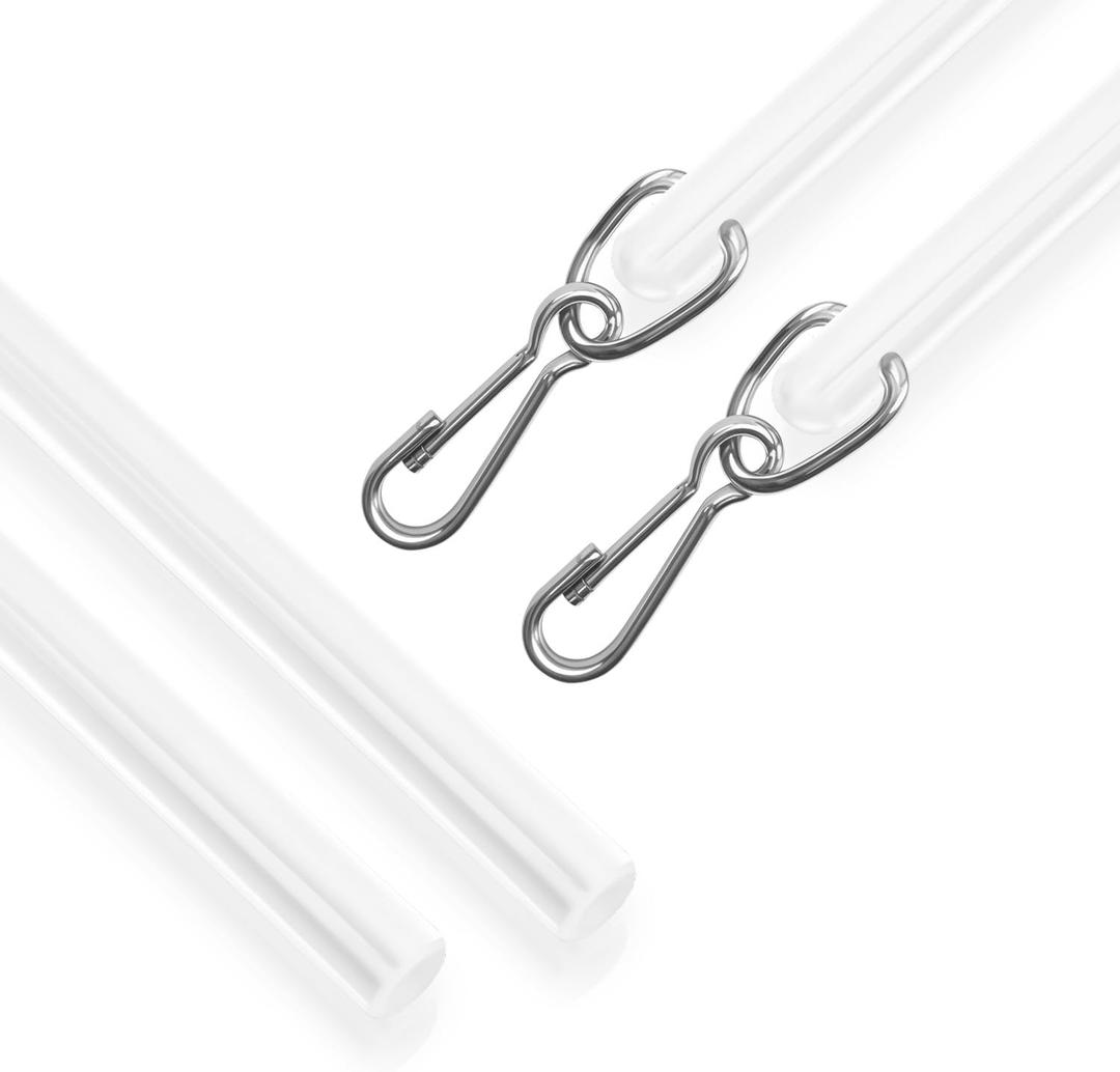 Amazing Drapery Hardware Clear Acrylic Drapery Wand, 48-Inches, 2 Pack - Invisible & Sturdy Curtain Pull Rod - UV-Resistant - Ideal for High Hanging Drapes & Heavy Curtains in Homes & Offices
