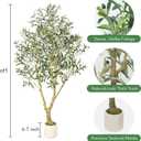 6FT Artificial Olive Tree with Elegant Planter & Moss, Faux Olive Tree Indoor with Natural Wood Trunk & Lifelike Leaves, Tall Fake Plant for Living Room Home Office Decor Housewarming Gift