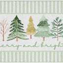 Green Christmas Tree Door Mat, Merry Christmas Vacation Doormat for Outdoor Indoor Outside Entrance Entryway, Winter Xmas Holiday Welcome Mat for Front Door Porch, 17x30 Inches
