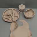 Silicone Baby Feeding Set | Baby Led Weaning Supplies Includes Suction Bowls and Divided Plates, Adjustable Bib, Baby Utensils Spoons and Forks, Cup, Baby Feeding Essentials (Beige)