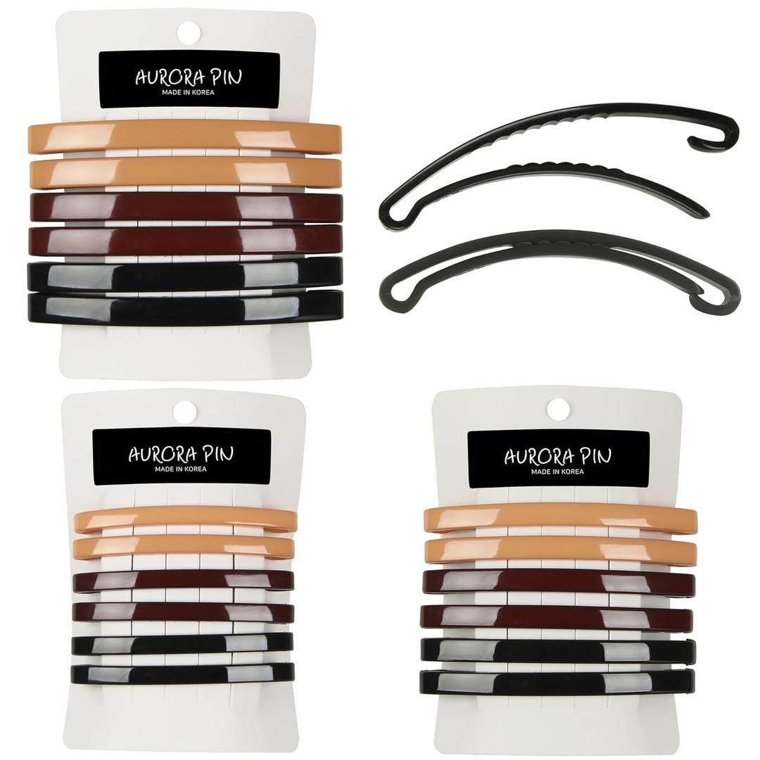 Large Medium Small Plastic Dome Styling Hair Barrettes Clips - Decorative Clamps For Half Updo & Ponytail - For Girls, Women with Very Thick Thin & Medium Hair - 18 Pcs (GPL5) Made in Korea