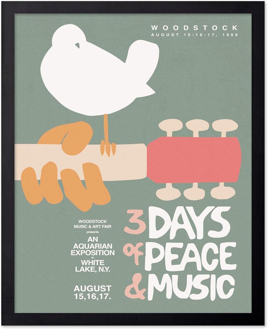 Poster Master 3 Days of Peace & Music Print - Woodstock Poster - Festival Art - Gift for Him, Her & Musician - Chic Decor for Bedroom, Living Room & Studio - 8x10 UNFRAMED Wall Art (Style07)